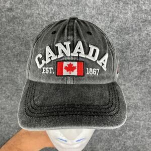 Canada Hat Charcoal Adjustable Baseball Cap Embroidered Maple Leaf Est‎ 1867